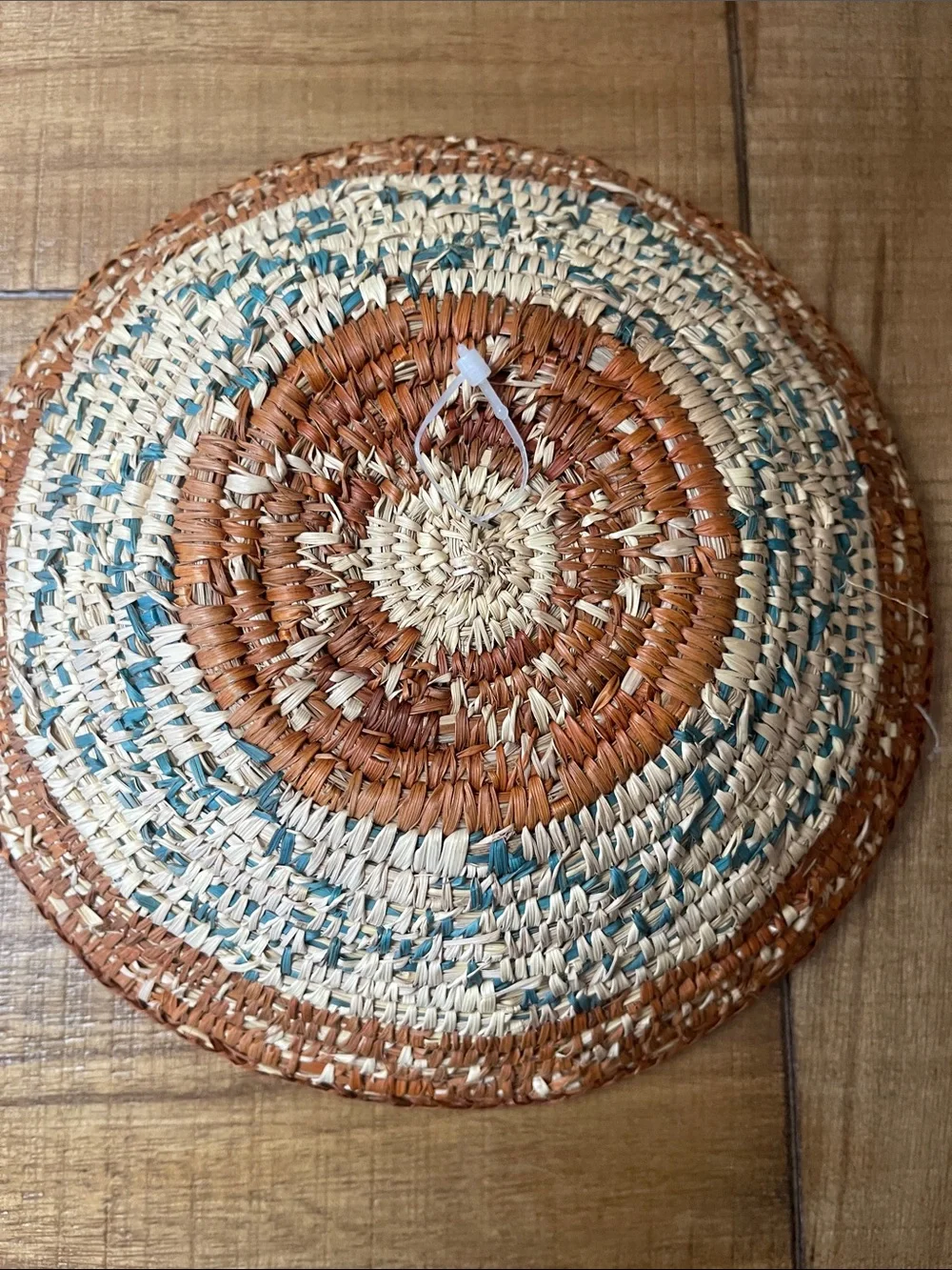 Boho Decorative Woven Bowl - Brown, tan & Blue